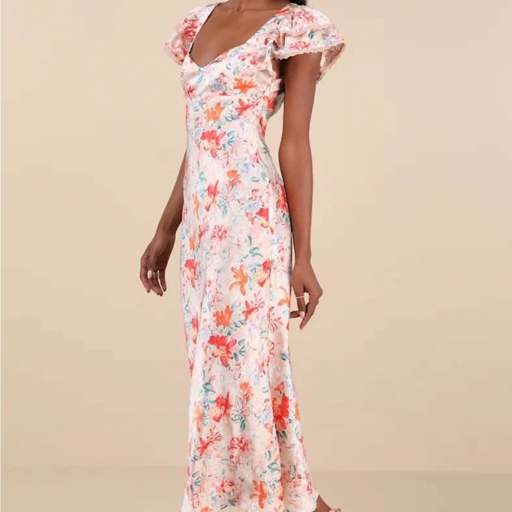 Lulu's Floral Pink Midi Dress - Picture 4 of 4
